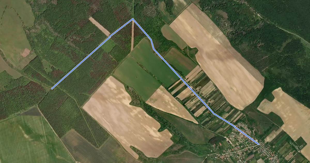 Маршрут K■ (Isztimér – Köves-domb, K elág.) на спутниковом снимке