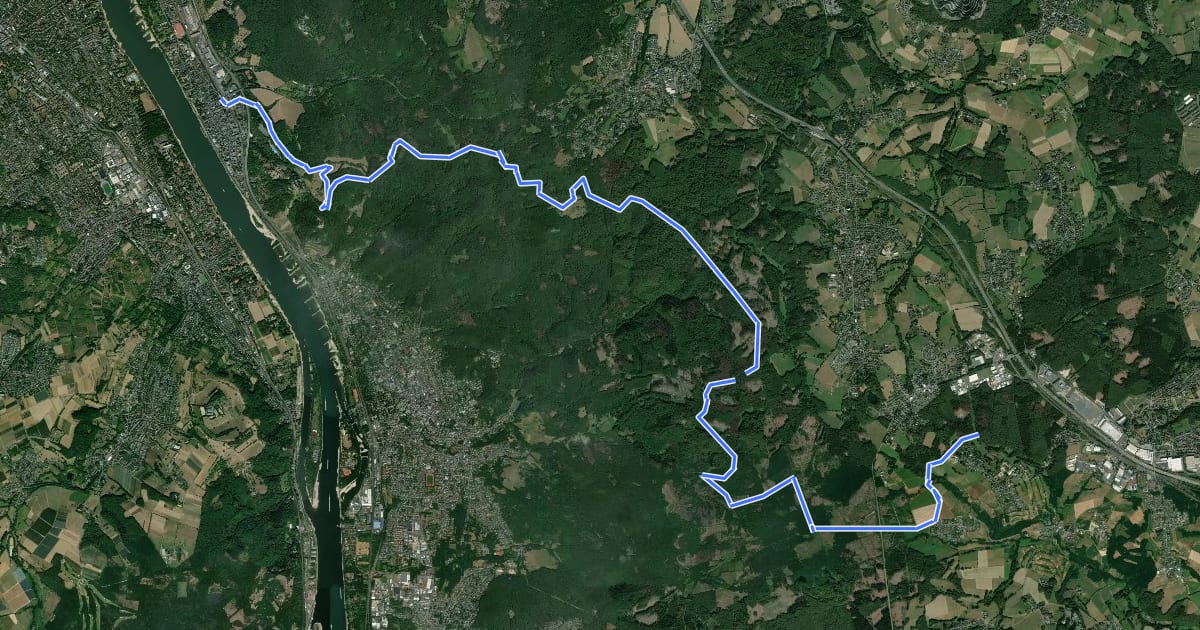 Маршрут [K] Kölner Weg [17] Rottbitze - Königswinter на спутниковом снимке
