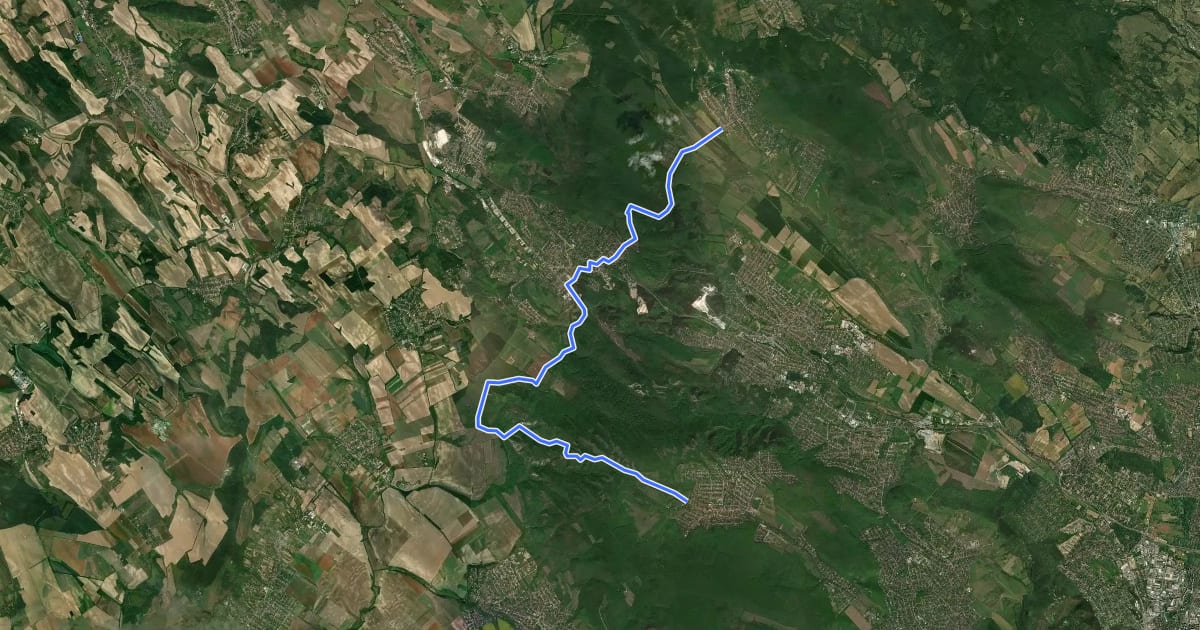 Маршрут kék mtb (Piliscsaba - Pilisszántó) на спутниковом снимке