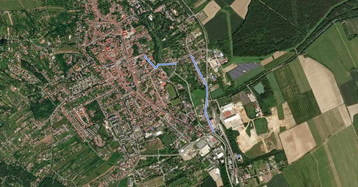 Маршрут K+ (Kőszeg, vá.) на спутниковом снимке