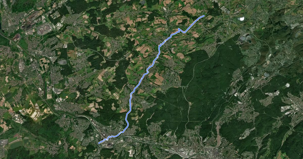 Маршрут Köllertal-Radweg на спутниковом снимке