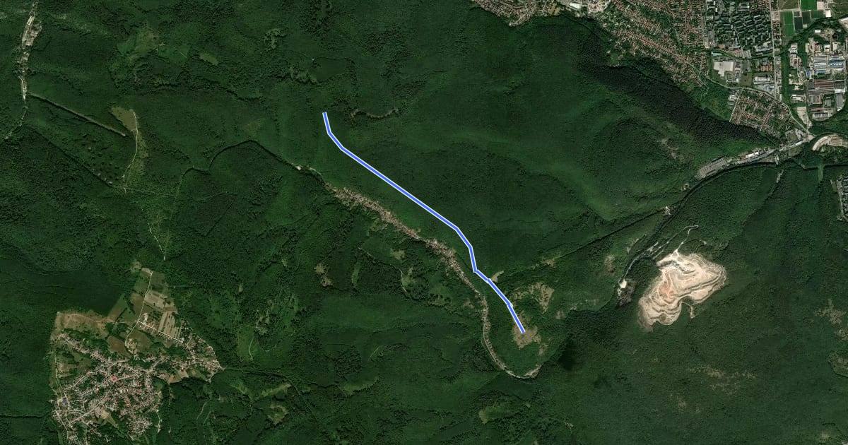 Маршрут K▙ (Nagy-sánc) на спутниковом снимке