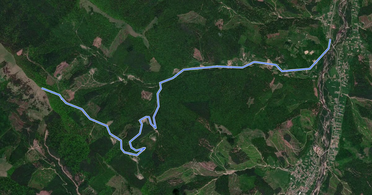 Маршрут Кінашка - Лекечі на спутниковом снимке
