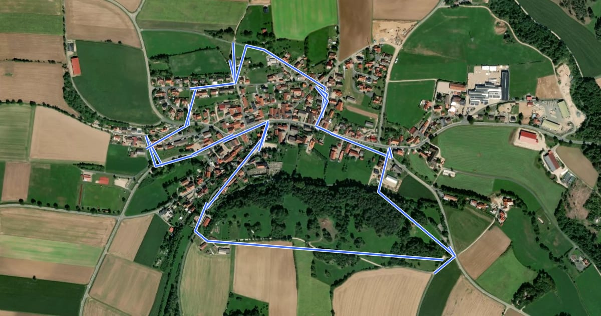 Маршрут Königsfeld Kapellenweg (Grüne Route) на спутниковом снимке
