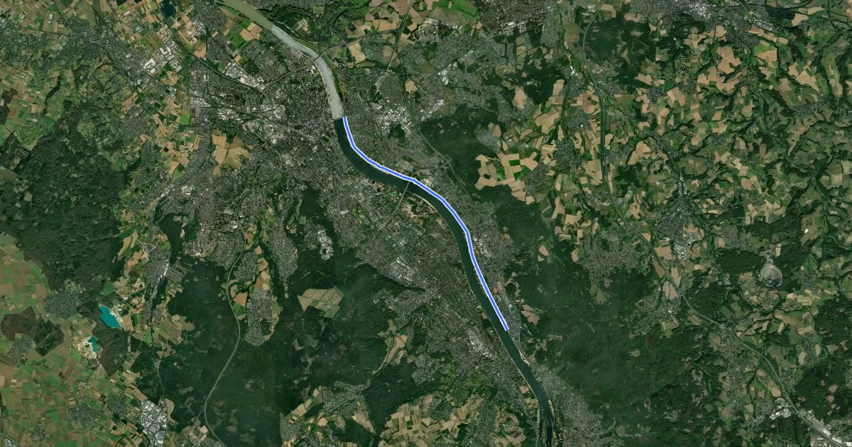 Маршрут Königswinter (05) - Bonn Beuel Kennedybrücke (80) на спутниковом снимке