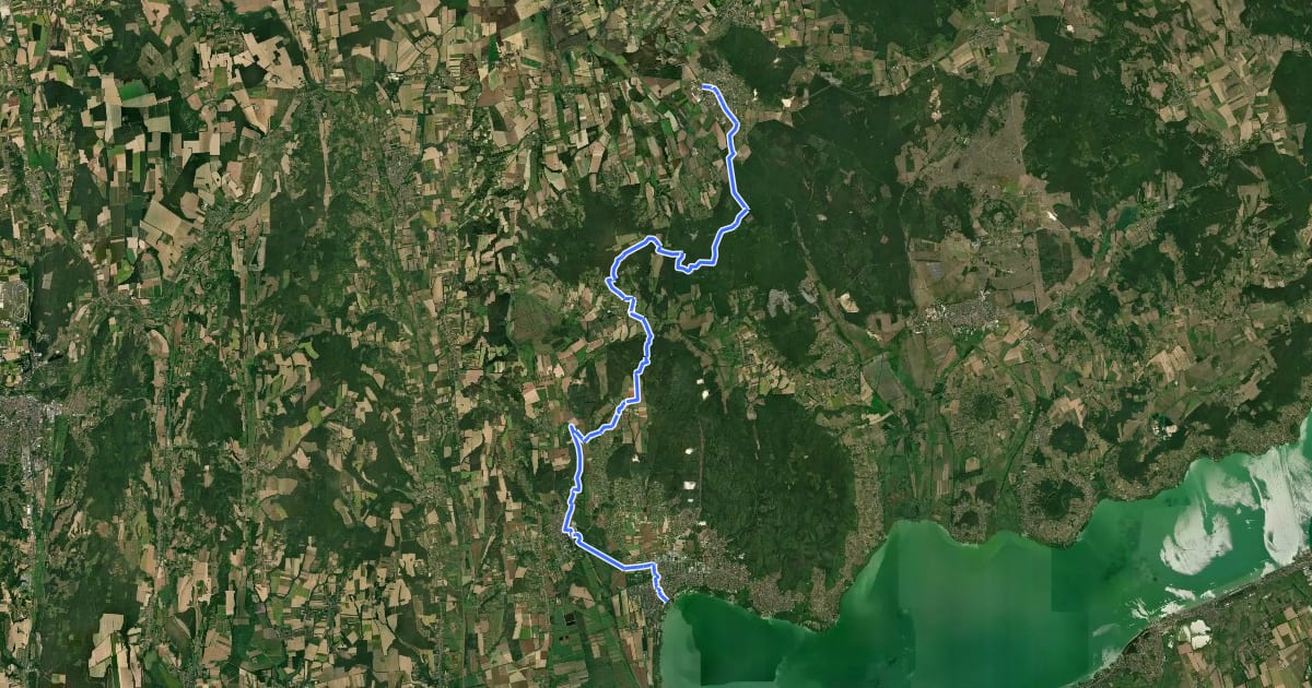 Маршрут K, OKT 03. (Sümeg – Keszthely) на спутниковом снимке