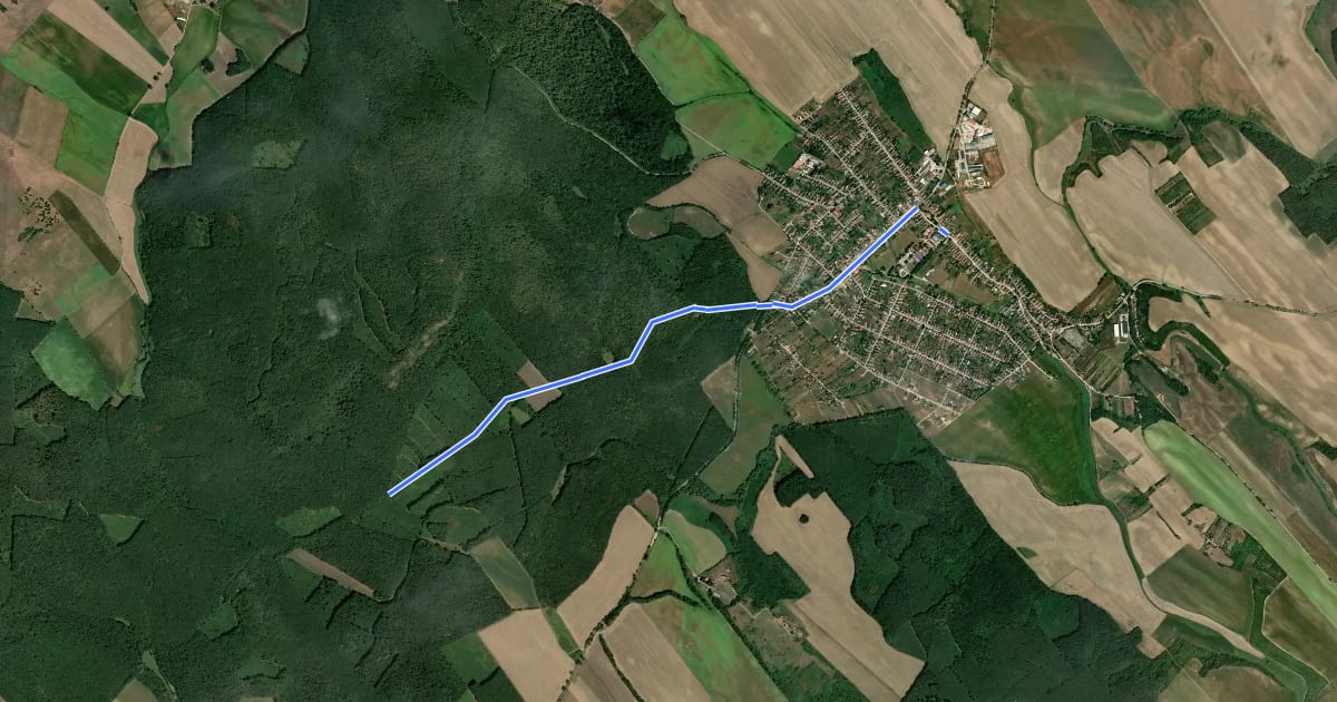 Маршрут K+ (OKT, Öreg-erdő – Tarján, aut. á.) на спутниковом снимке