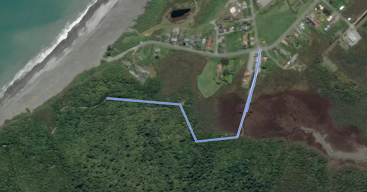 Маршрут Ōkārito Wetland Walk на спутниковом снимке