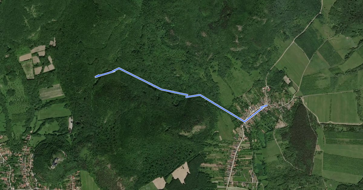 Маршрут K■ (Senyánszki-rét – Pusztafalu) на спутниковом снимке