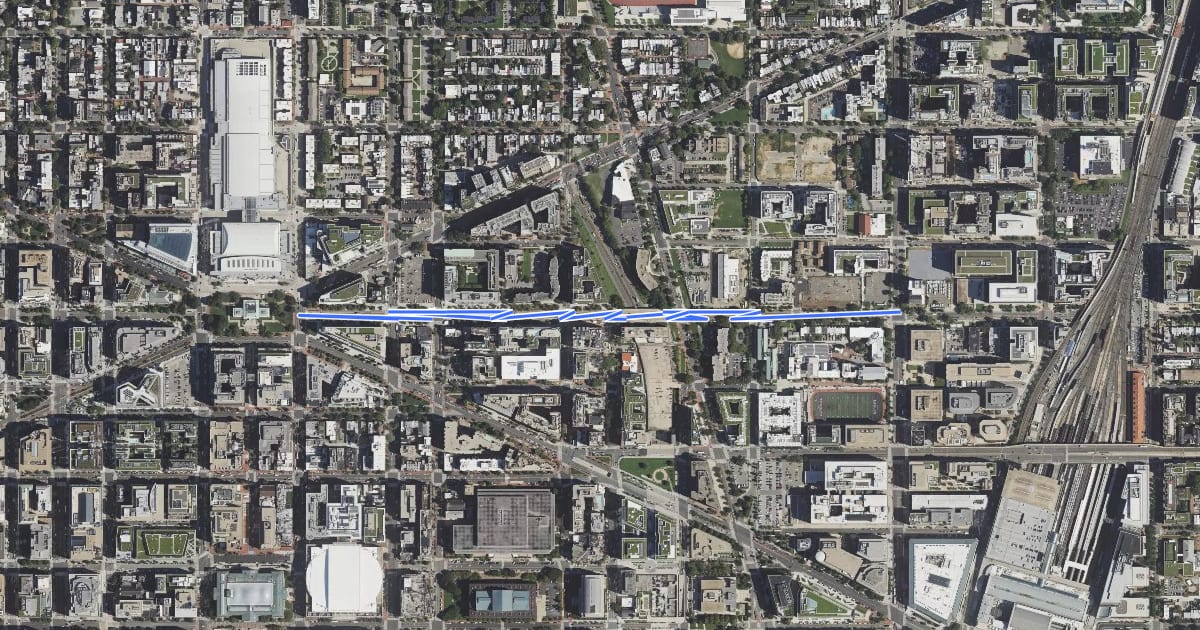Маршрут K Street Northwest на спутниковом снимке