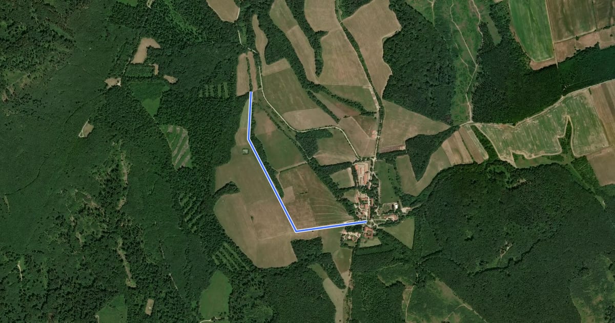 Маршрут K+ (Szépalmapuszta) на спутниковом снимке