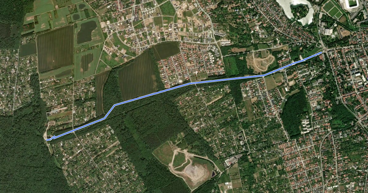 Маршрут K■ (Szombathely, Parkerdő) на спутниковом снимке