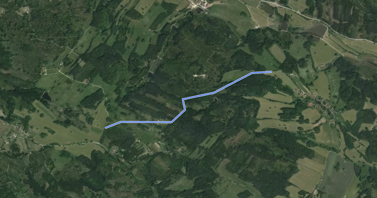 Маршрут KČT červená koňská на спутниковом снимке