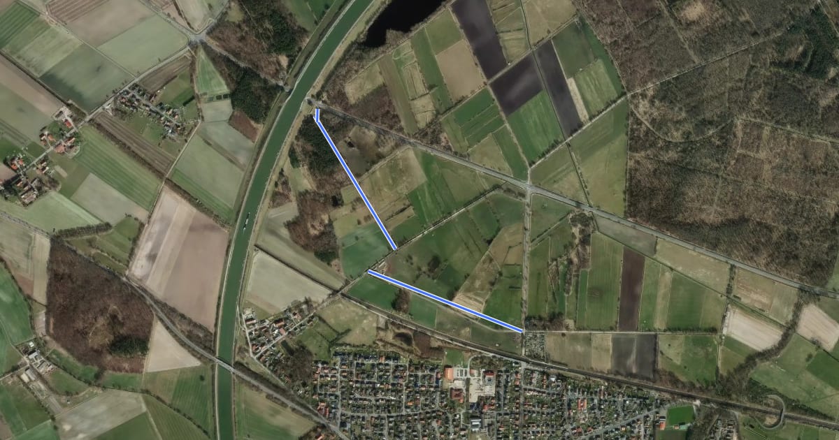 Маршрут K114 Unterführung Elbe-Seitenkanal Ost (88) - Calberlah Nord (87) на спутниковом снимке