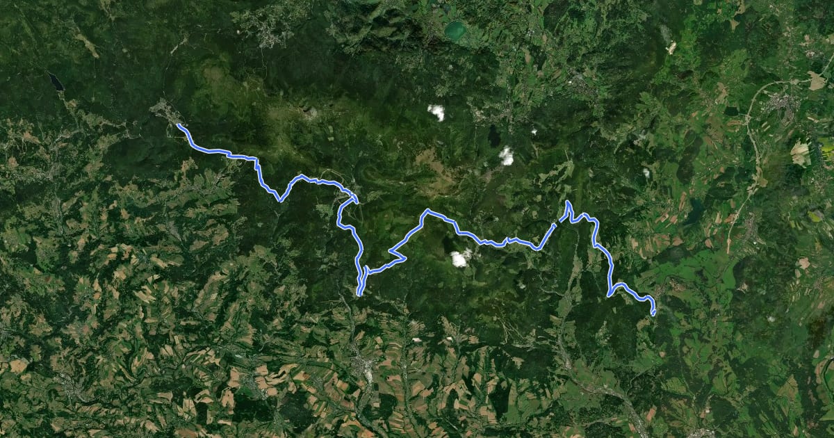Маршрут K1A Krkonošská diagonála (Harrachov-Žacléř) на спутниковом снимке