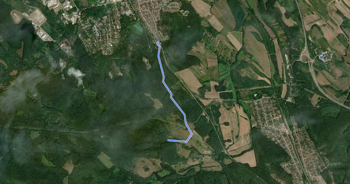 Маршрут K4 (Tatabánya, Felsőgalla – Csákányospuszta, kulcsosház) на спутниковом снимке