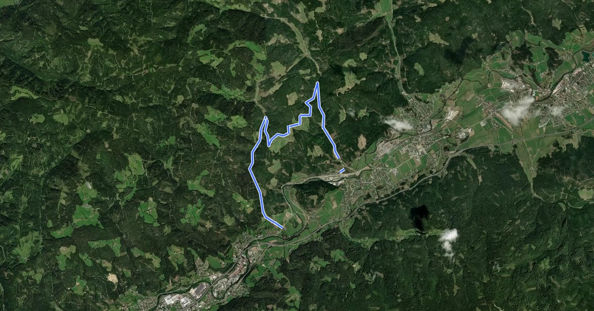Маршрут K5 Aichberg – Scheibsgraben на спутниковом снимке