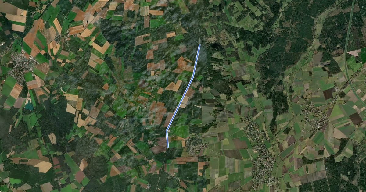 Маршрут K7 Rössenbergheide-Külsenmoor (33) - Kreuzung zwischen Weißenberge und Teichgut (22) на спутниковом снимке