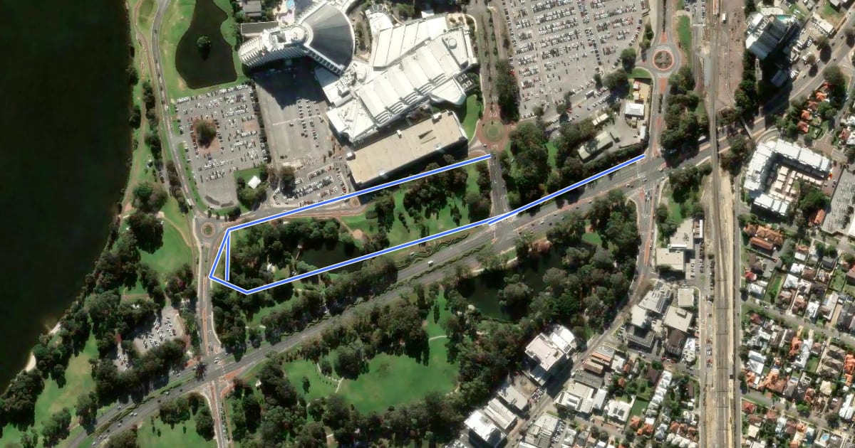 Маршрут Kagoshima & Burswood Park PSP на спутниковом снимке