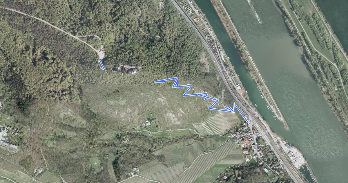 Маршрут Kahlenbergerdorf - Leopoldsberg (Nasenweg) на спутниковом снимке