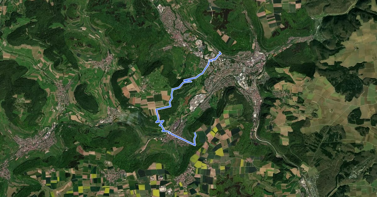 Маршрут Kahlenstein Bad Überkingen Oberböhringen Geislingen-West на спутниковом снимке