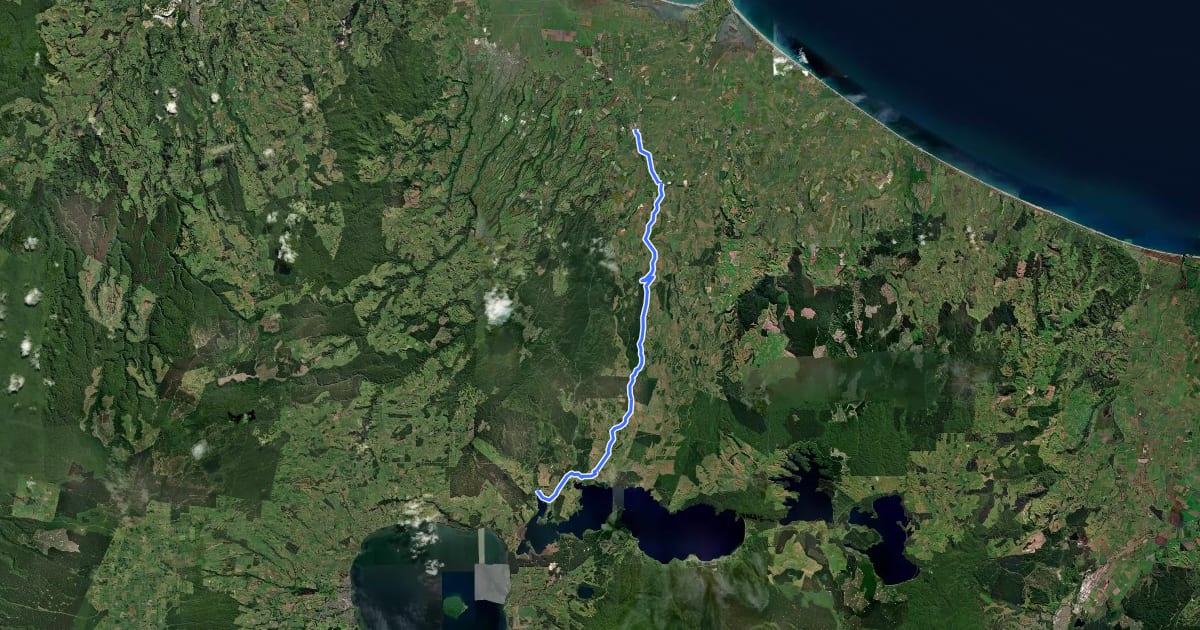Маршрут Kaikōkopu Cycle Trail на спутниковом снимке