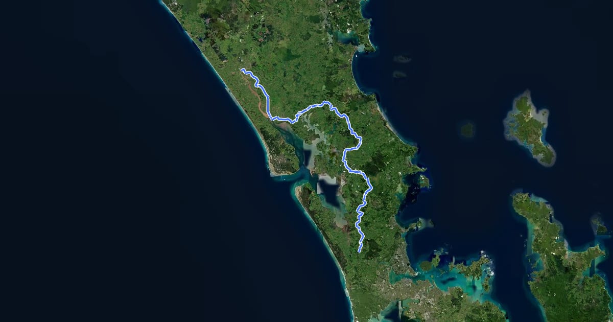 Маршрут Kaipara TA Alternate на спутниковом снимке