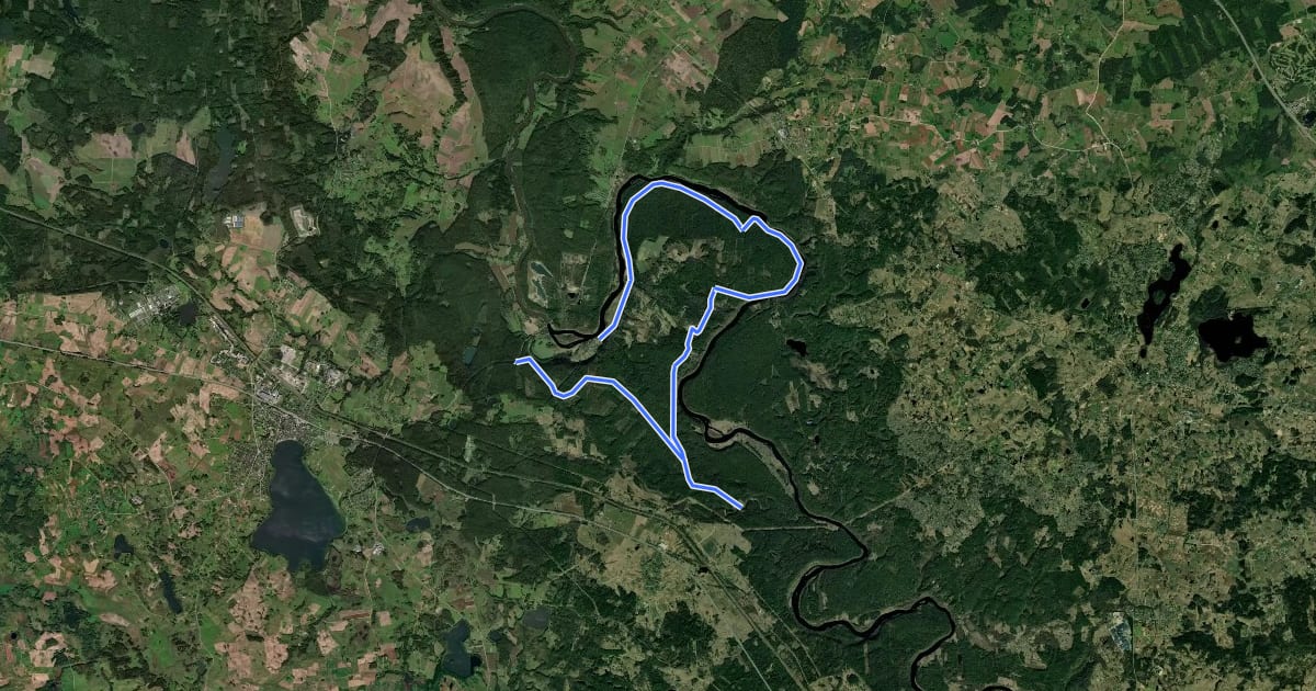 Маршрут Kairiojo Neries kranto turizmo trasa на спутниковом снимке