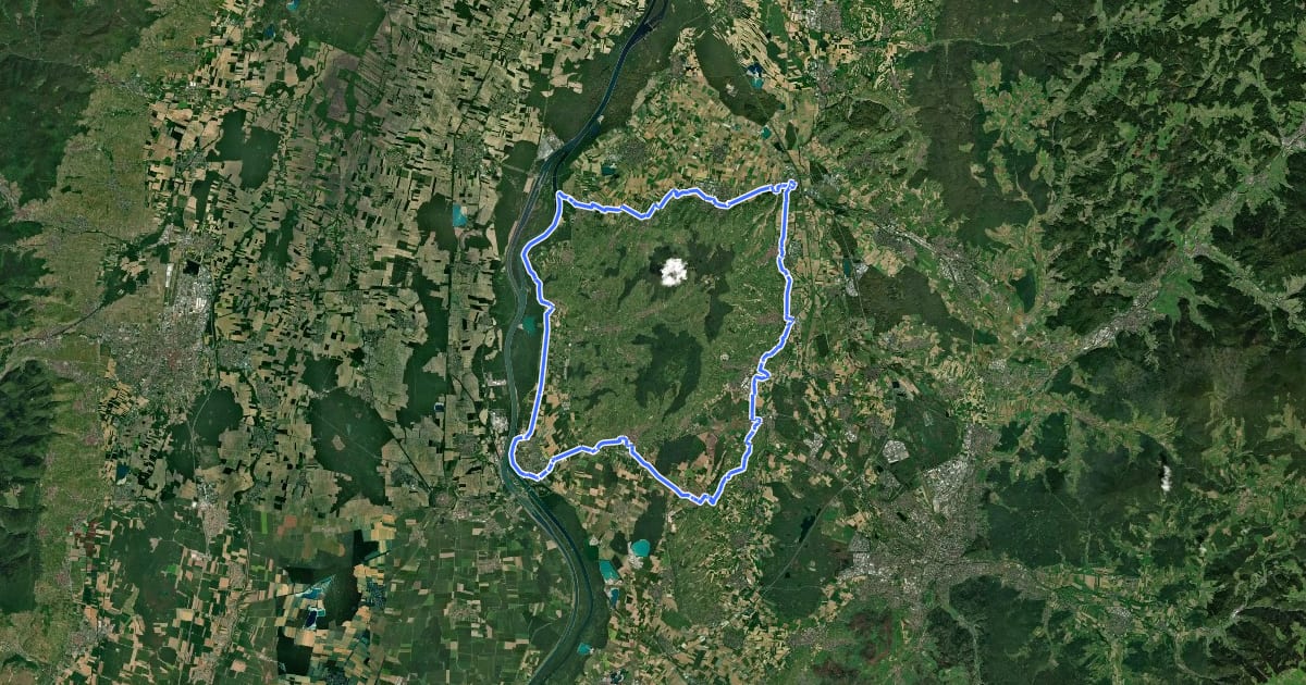 Маршрут Kaiserstuhl-Radwanderweg на спутниковом снимке