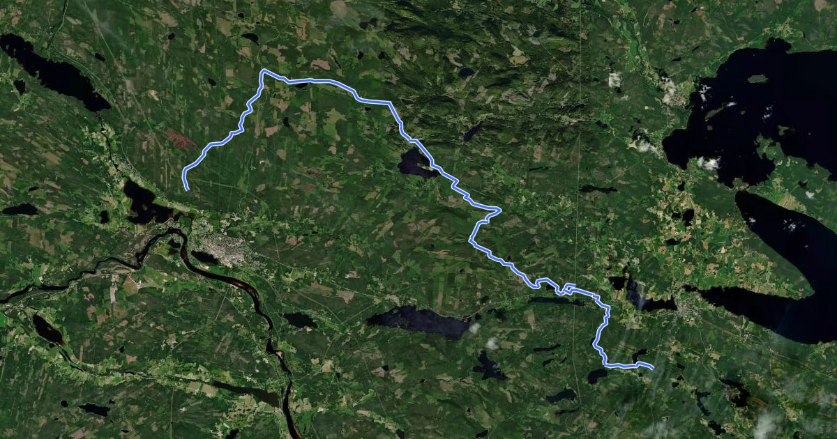 Маршрут Kajvallsleden на спутниковом снимке