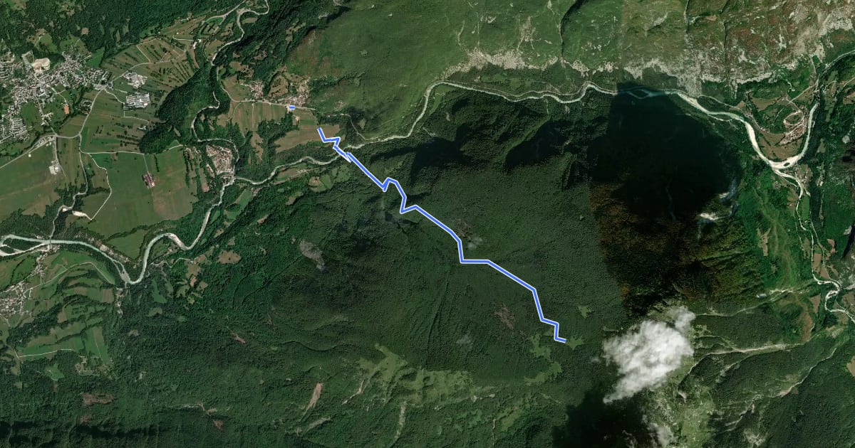 Маршрут Kal-Koritnica - Planina Golobar на спутниковом снимке