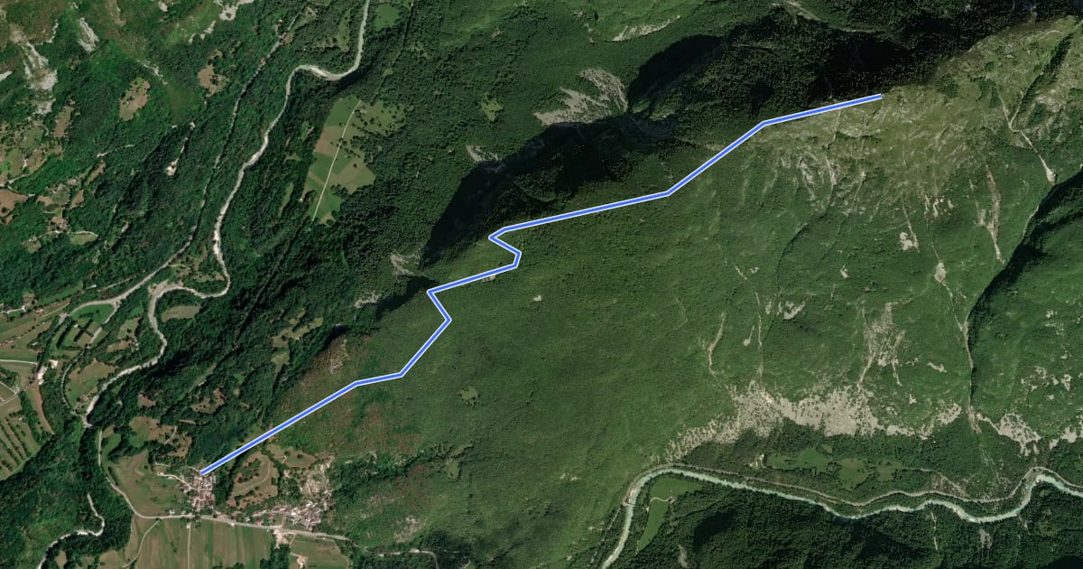 Маршрут Kal-Koritnica - Svinjak на спутниковом снимке