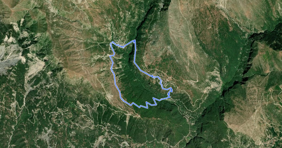 Маршрут Kalarrytes Syrrako Circular Trail на спутниковом снимке
