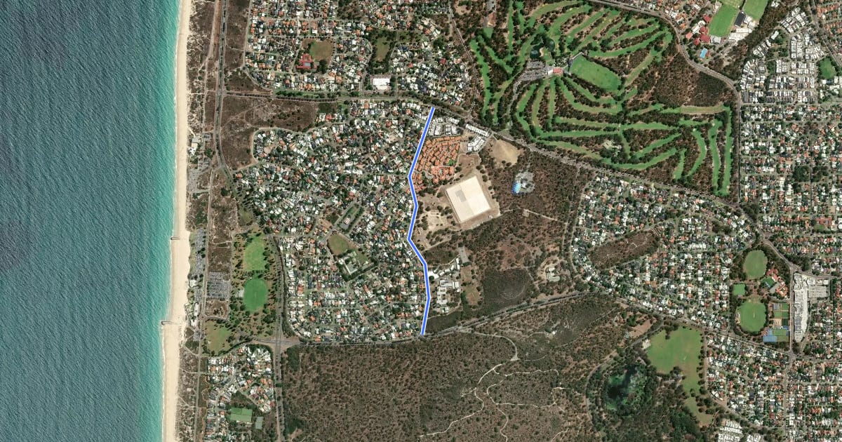 Маршрут Kalinda Drive Shared Path на спутниковом снимке