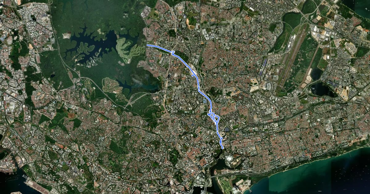 Маршрут Kallang Park Connector на спутниковом снимке