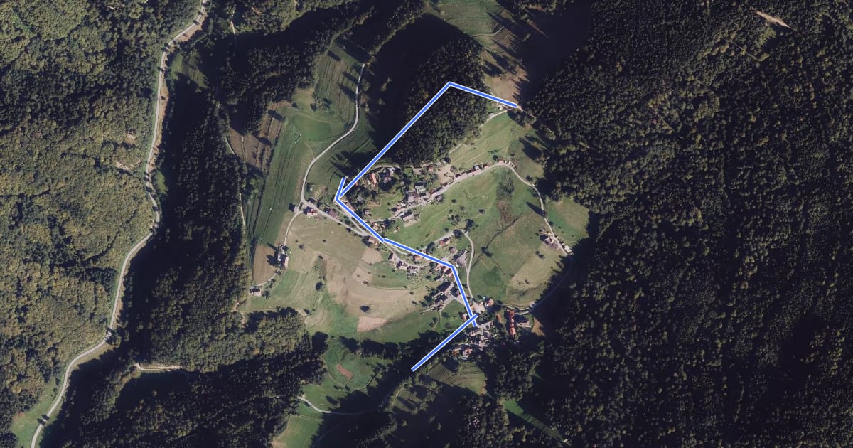 Маршрут Kaltenbach Hecke - Waldebnitz на спутниковом снимке
