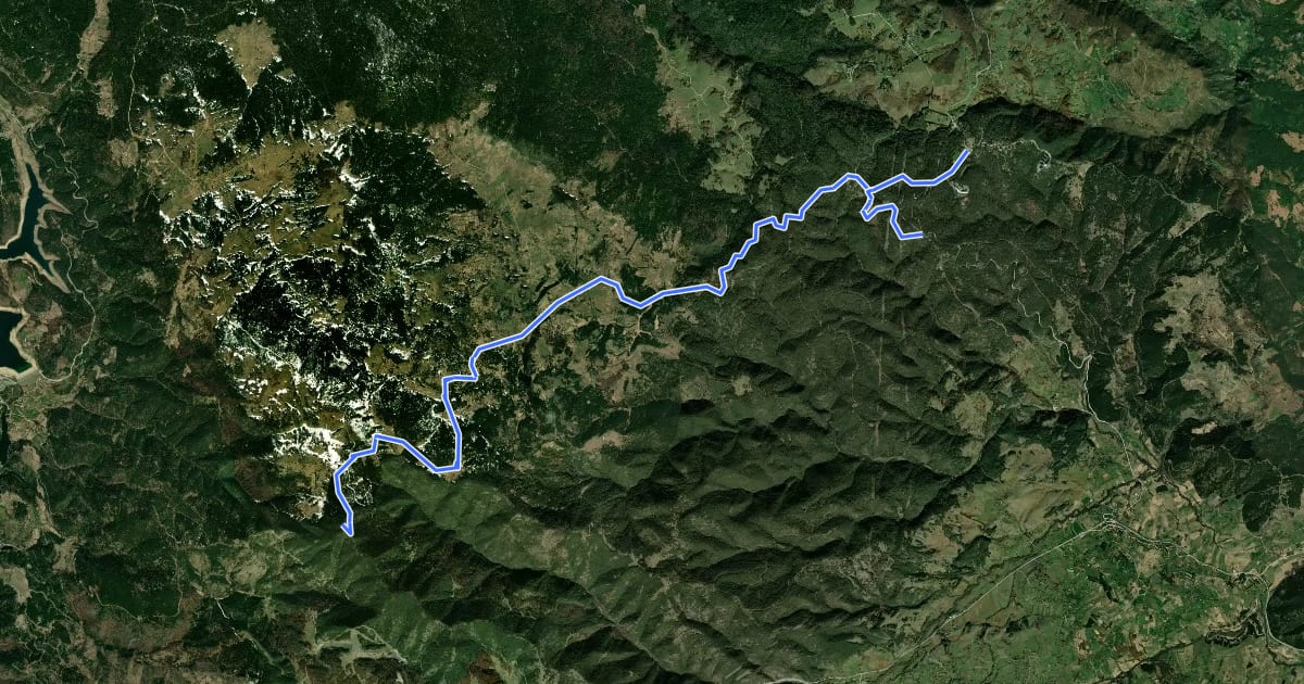 Маршрут Калуђерске Баре - Збориште на спутниковом снимке