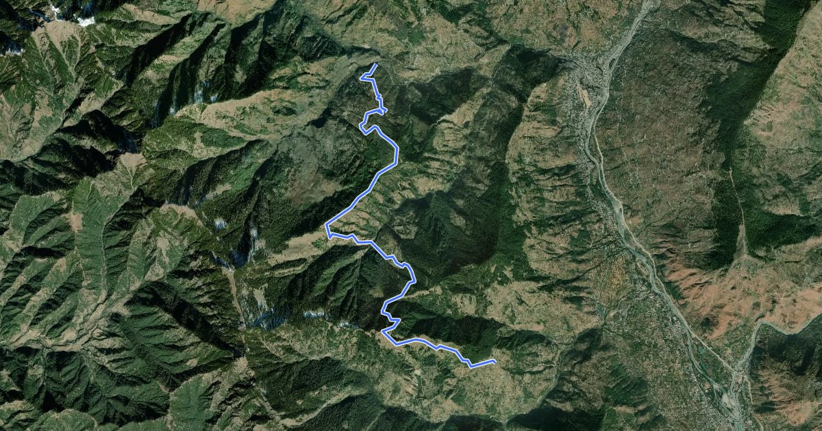 Маршрут Kamand to Bhutti via Chambagarh на спутниковом снимке