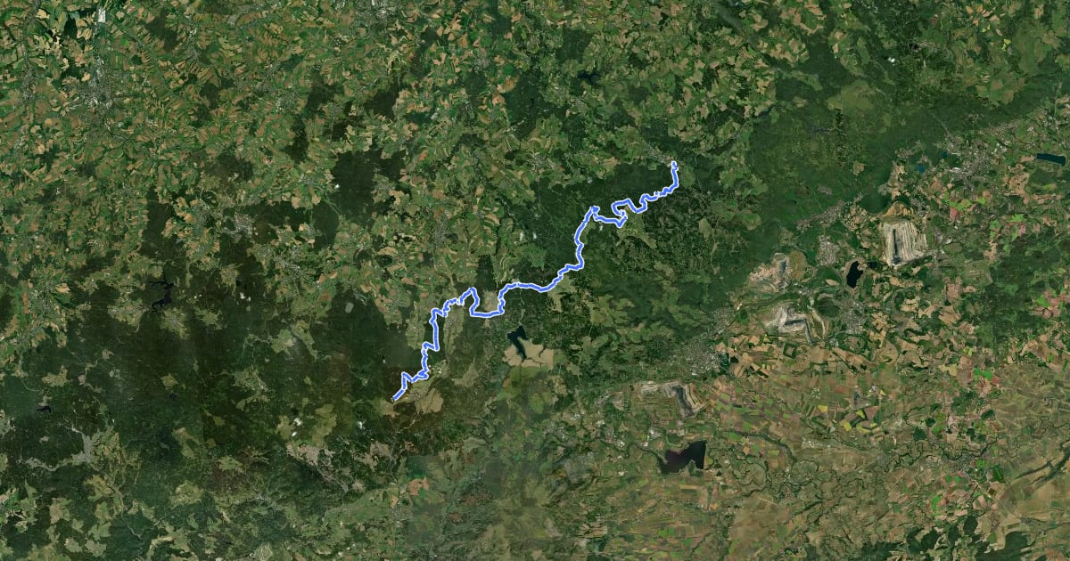 Маршрут Kammweg Erzgebirge - Vogtland (Mitte) на спутниковом снимке