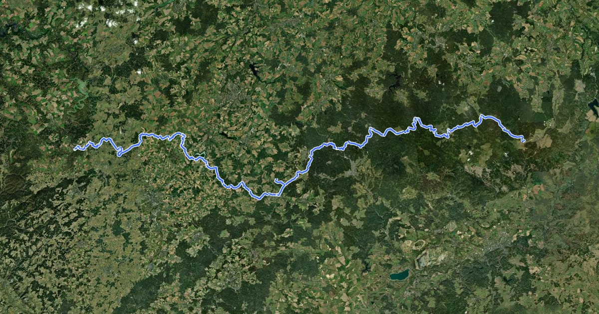 Маршрут Kammweg Erzgebirge - Vogtland (West) на спутниковом снимке