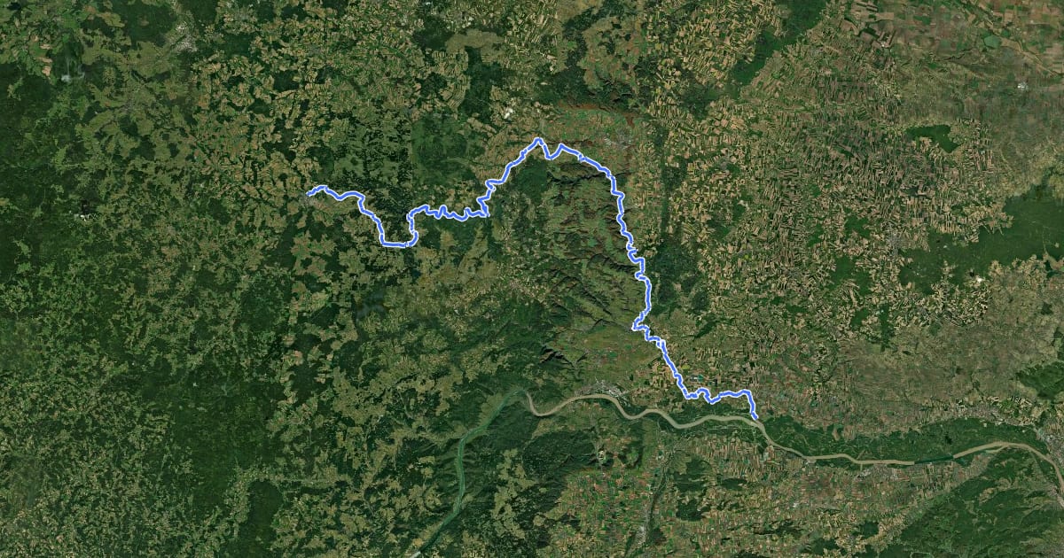 Маршрут Kamptal Radweg на спутниковом снимке