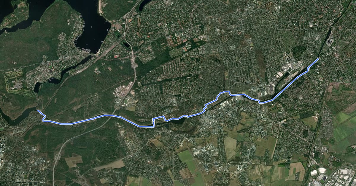 Маршрут Kanalauenweg на спутниковом снимке
