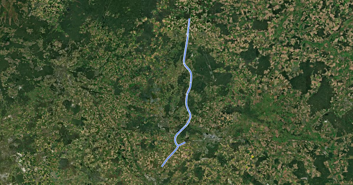 Маршрут Kanalradweg Elbe-Seitenkanal на спутниковом снимке