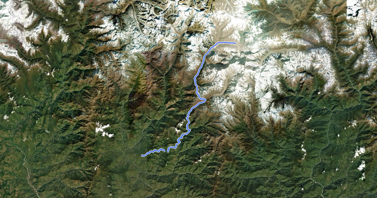 Маршрут Kanchendjunga 1: Suketar - Base Camp на спутниковом снимке