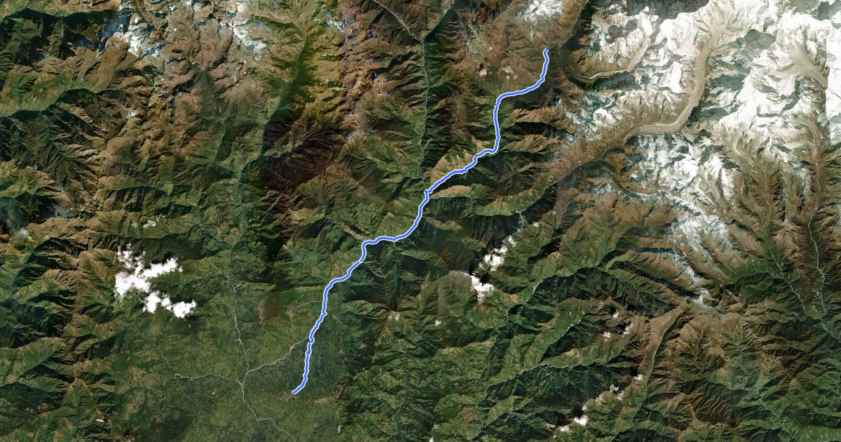 Маршрут Kanchendjunga 2 Base Camp на спутниковом снимке
