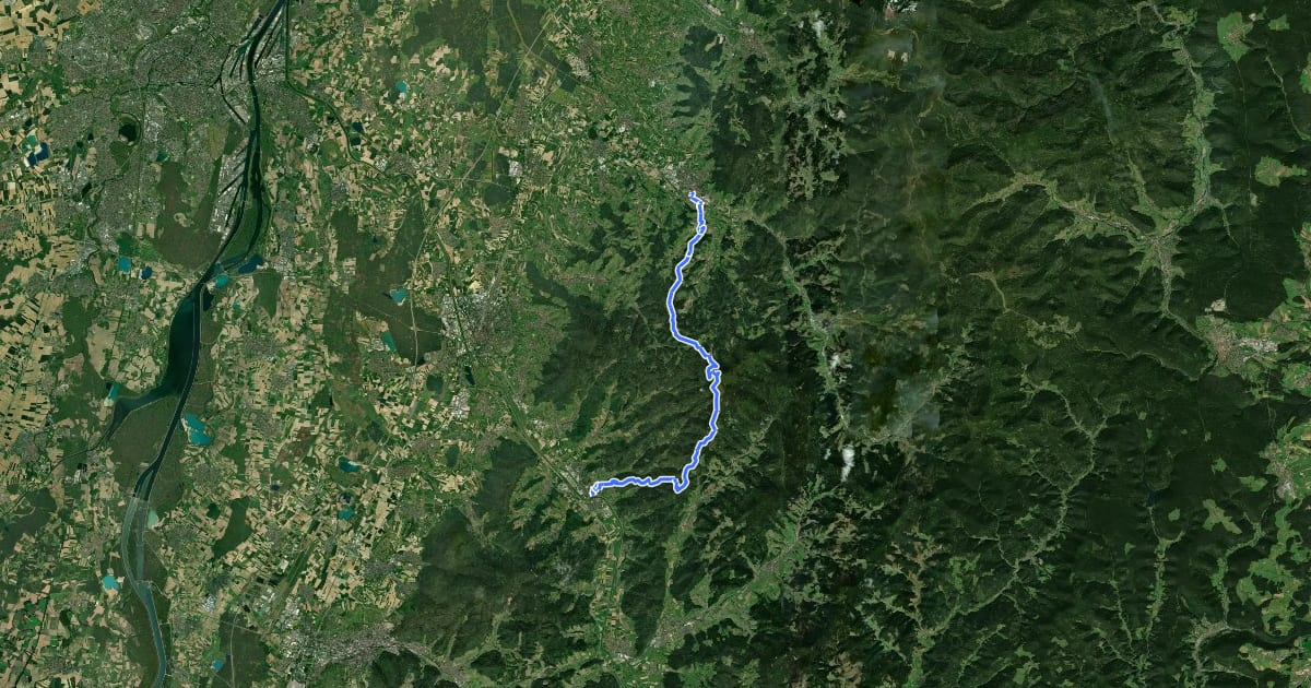 Маршрут Kandel-Höhenweg [01. Oberkirch→Gengenbach] на спутниковом снимке