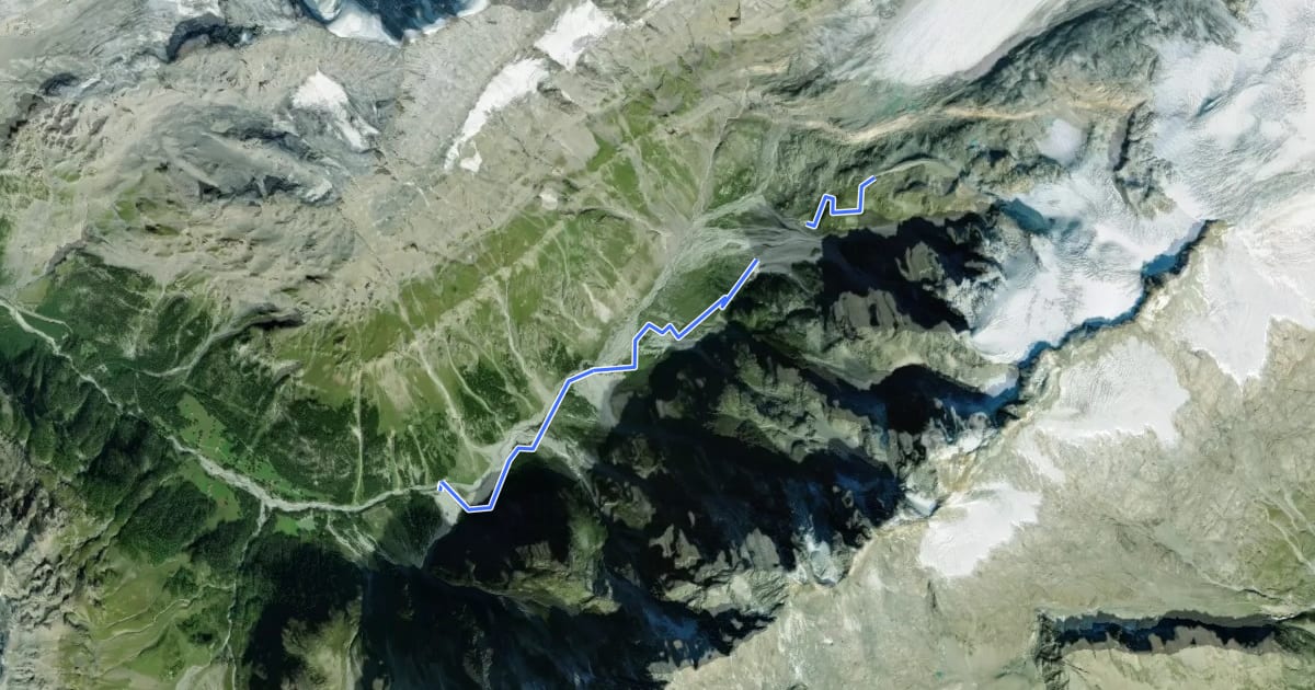 Маршрут Kanderfirn - Heimritz на спутниковом снимке