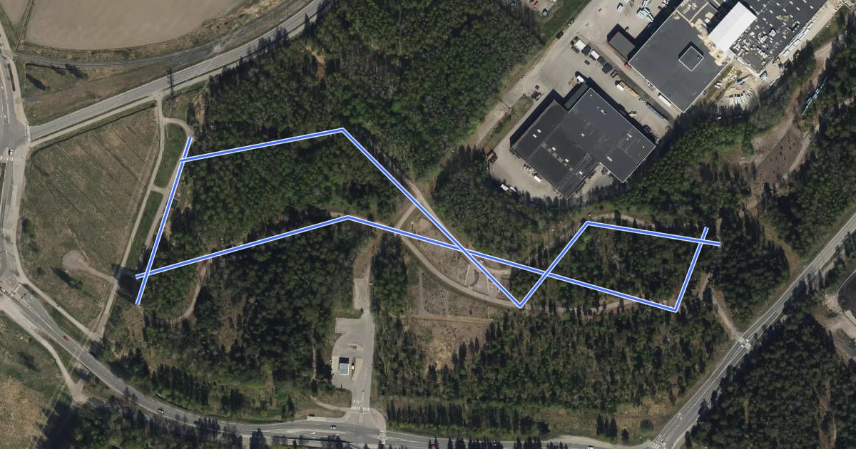 Маршрут Kanervannummen kuntorata 1.3km, valaistu на спутниковом снимке