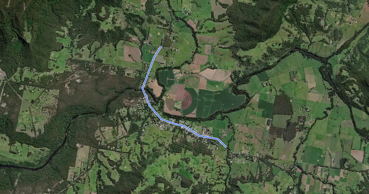 Маршрут Kangaroo Valley shared path на спутниковом снимке