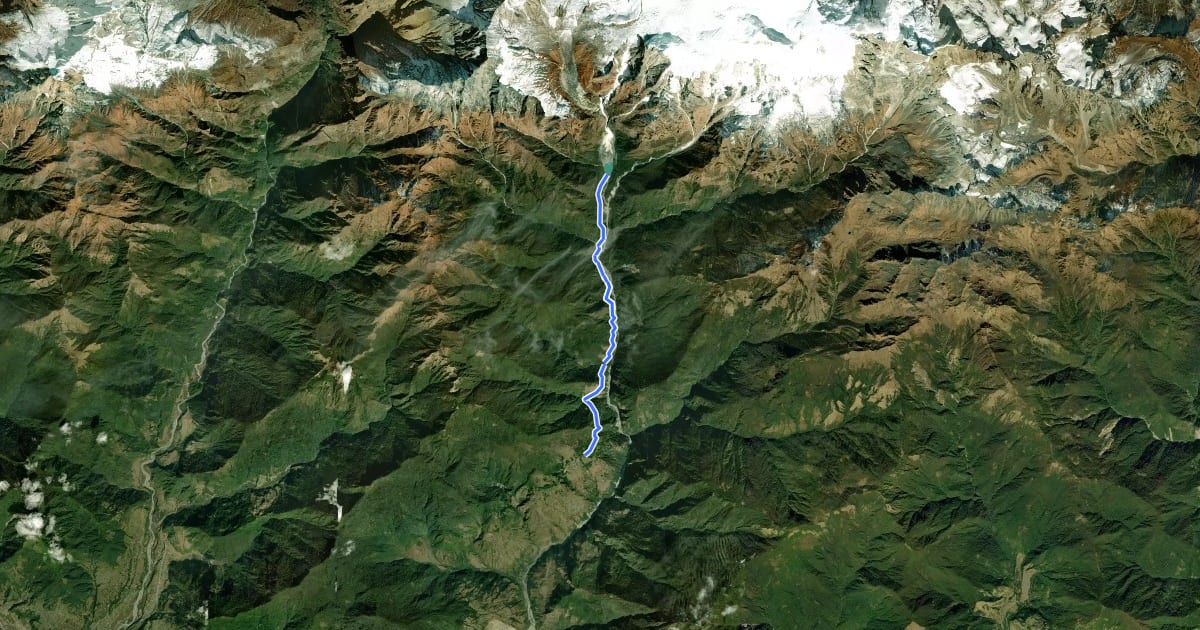 Маршрут Kapuche Glacier Lake на спутниковом снимке